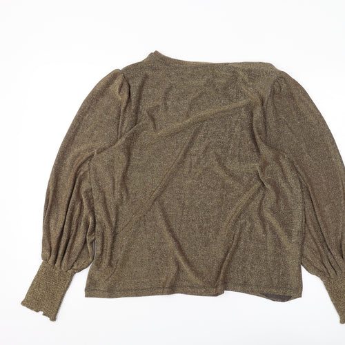Marks and Spencer Women's Gold Puff Sleeve Blouse Size 16