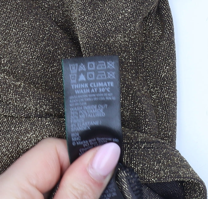 Marks and Spencer Women's Gold Puff Sleeve Blouse Size 16