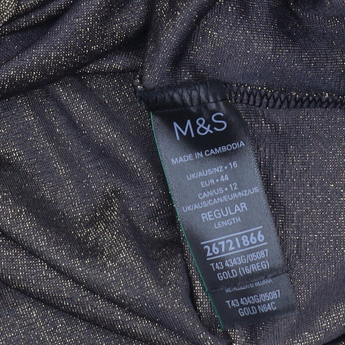 Marks and Spencer Women's Gold Puff Sleeve Blouse Size 16