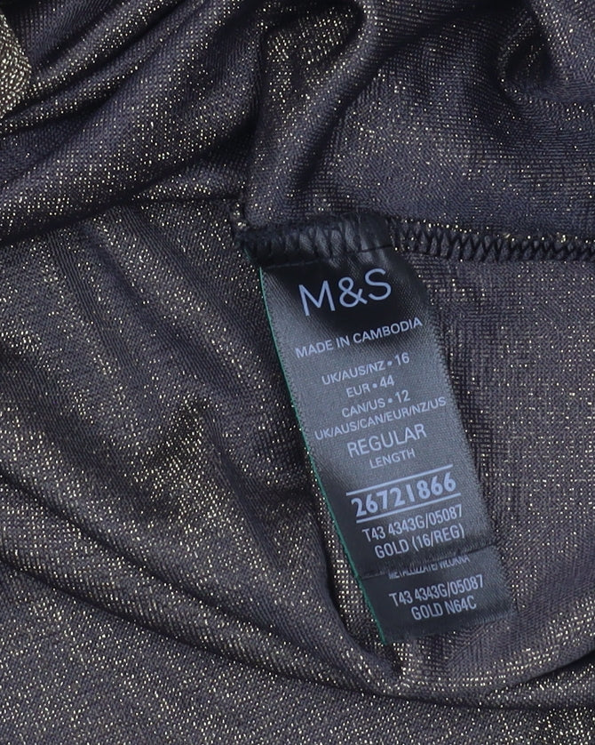 Marks and Spencer Women's Gold Puff Sleeve Blouse Size 16