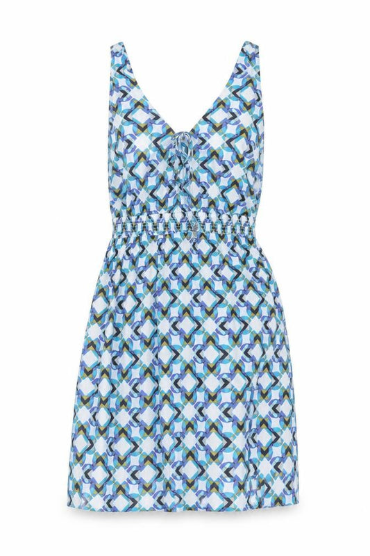 Front view of Next Women's Multicoloured A-Line Dress, size 10, Geometric