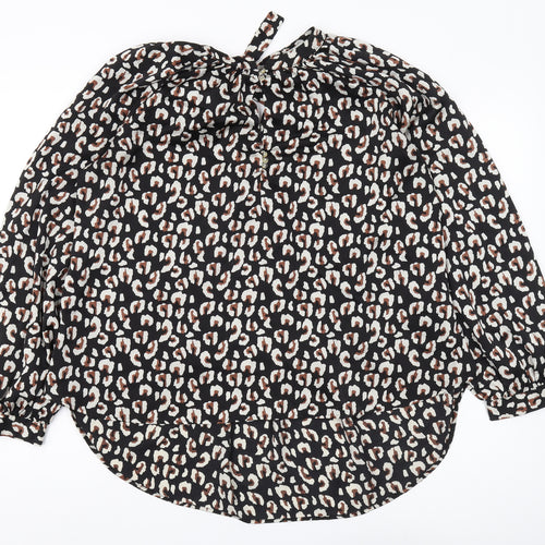 JACHS Girlfriend Women's Black XL Animal Print Blouse