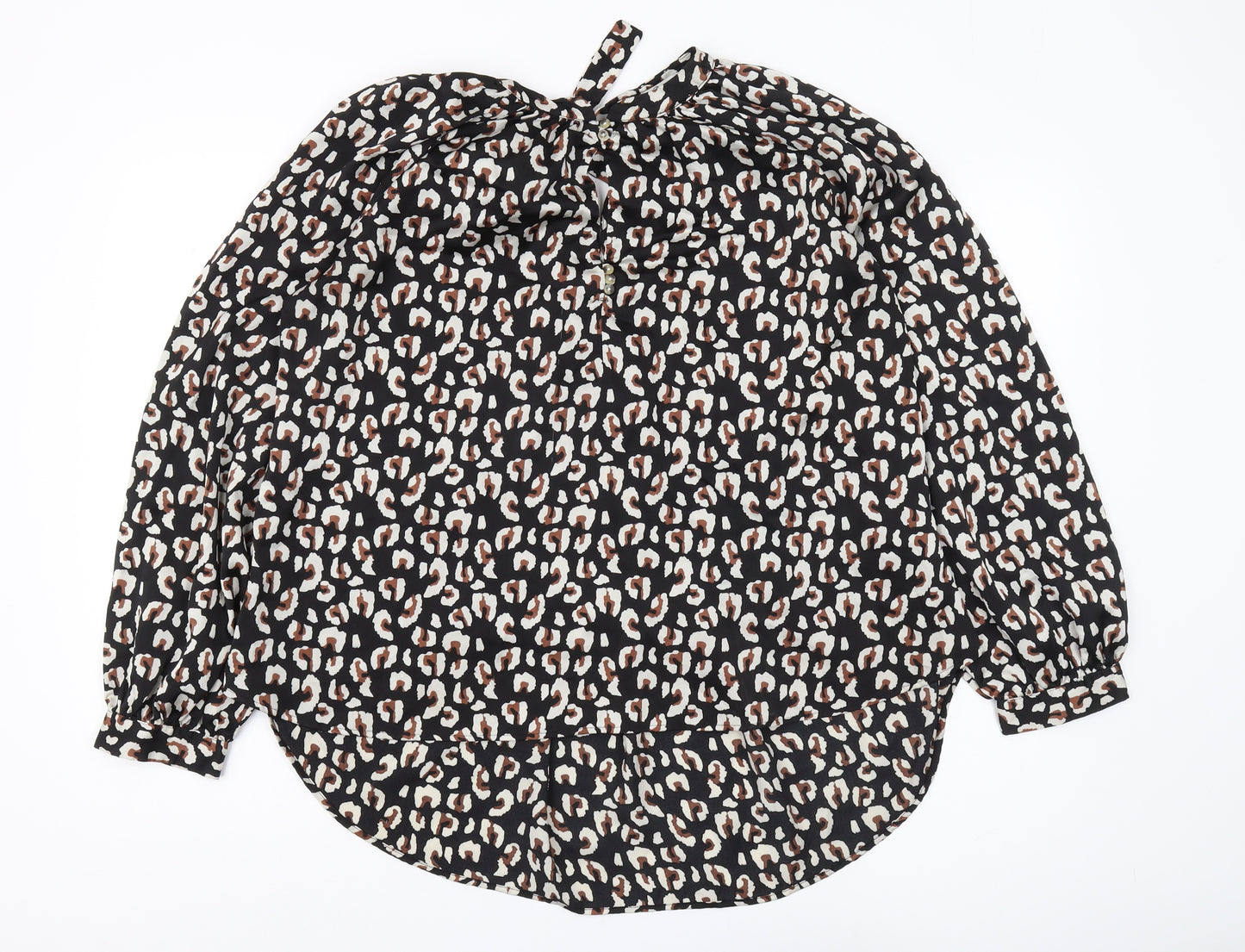 JACHS Girlfriend Women's Black XL Animal Print Blouse