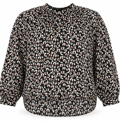 JACHS Girlfriend Women's Black XL Animal Print Blouse