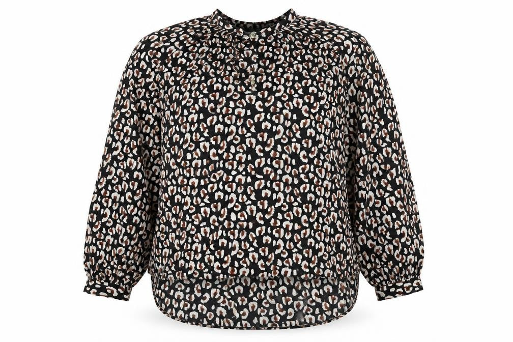 JACHS Girlfriend Women's Black XL Animal Print Blouse