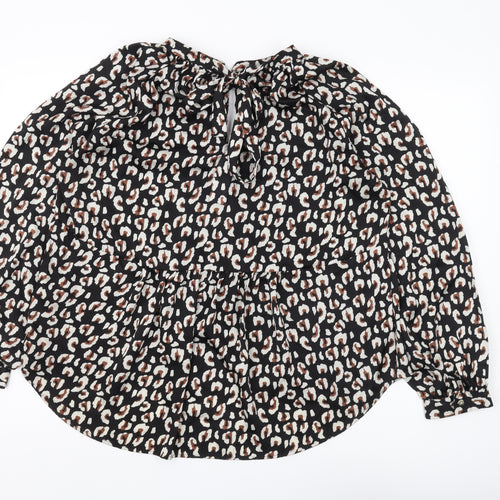 JACHS Girlfriend Women's Black XL Animal Print Blouse