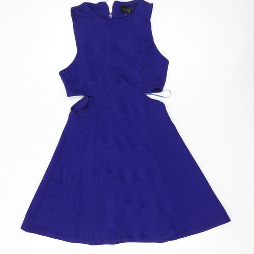 Topshop Women's Blue Fit & Flare Dress Size 10
