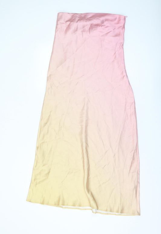 Zara Women’s Pink Strapless Midi Slip Dress