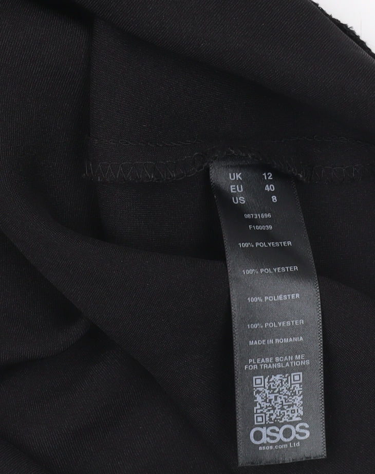 Asos Women's Black Slip Dress, Size 12, Party Style