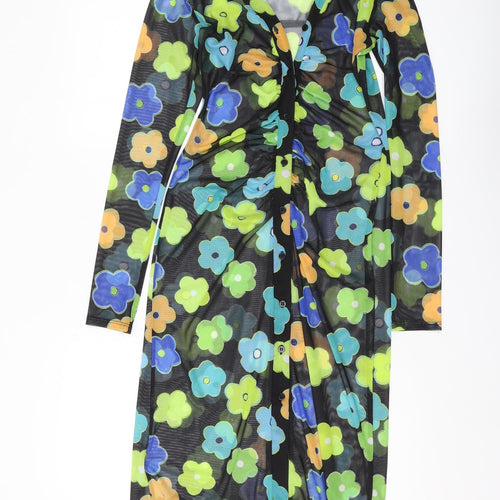 Topshop Women's Multicoloured Floral Shirt Dress, Size S