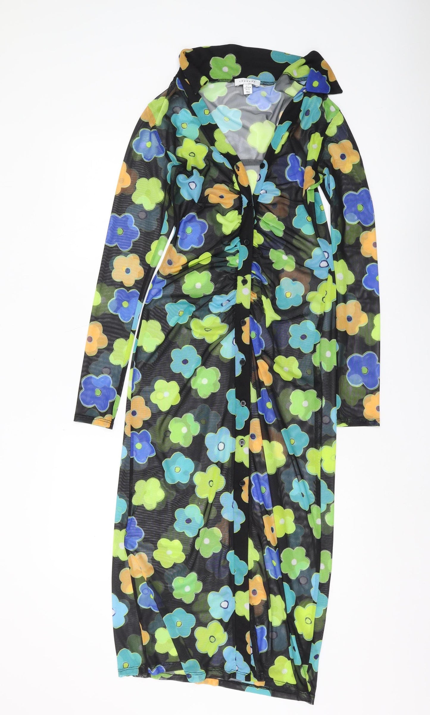 Topshop Women's Multicoloured Floral Shirt Dress, Size S