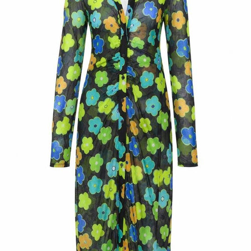 Topshop Women's Multicoloured Floral Shirt Dress, Size S