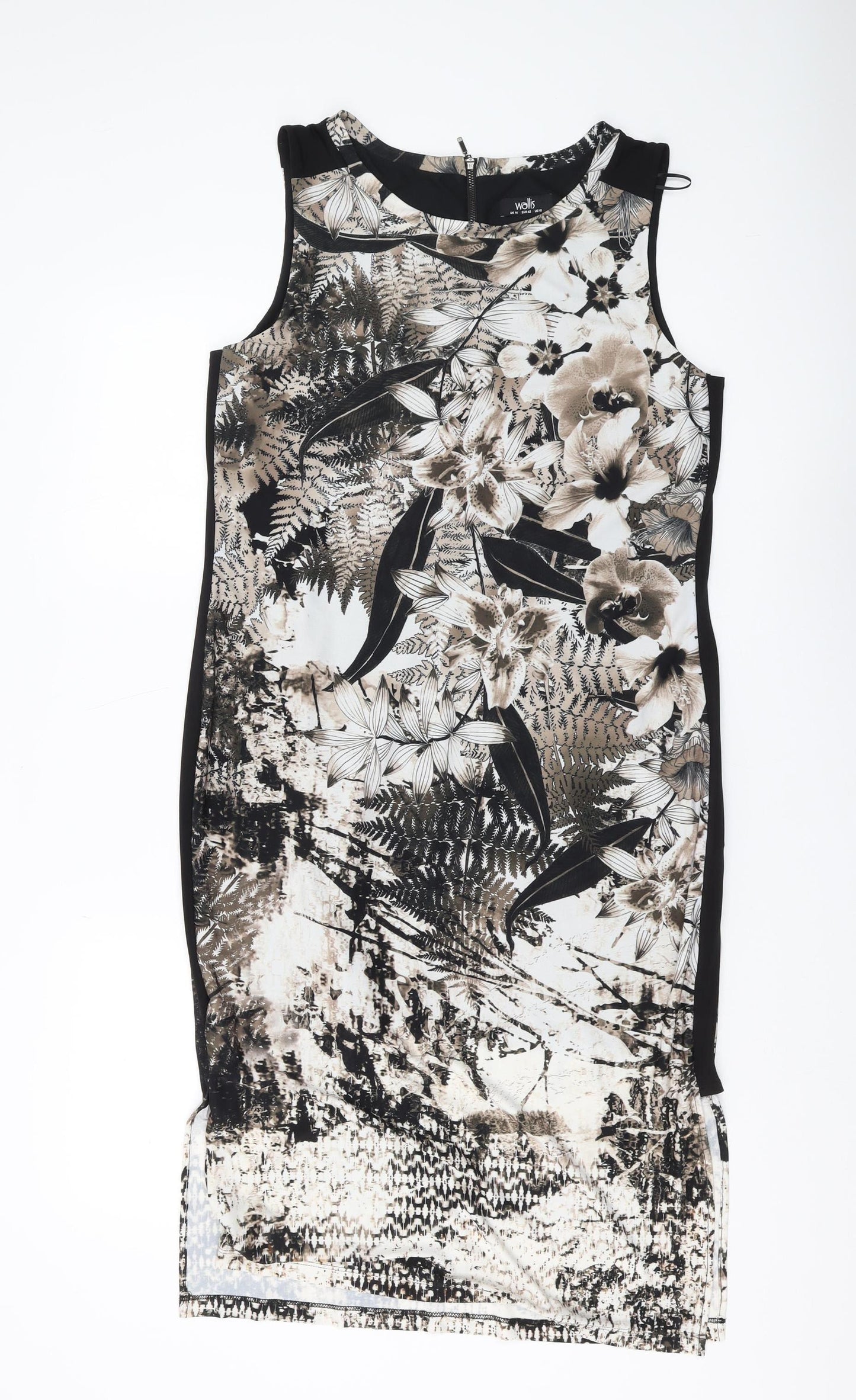 Wallis Women's Black Floral Sheath Dress Size 14