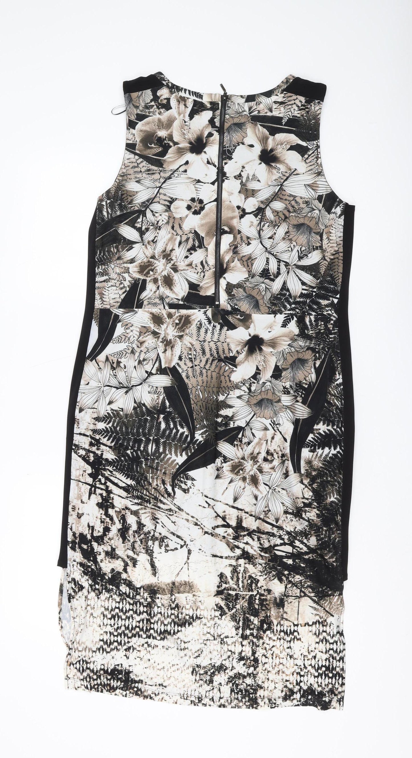 Wallis Women's Black Floral Sheath Dress Size 14