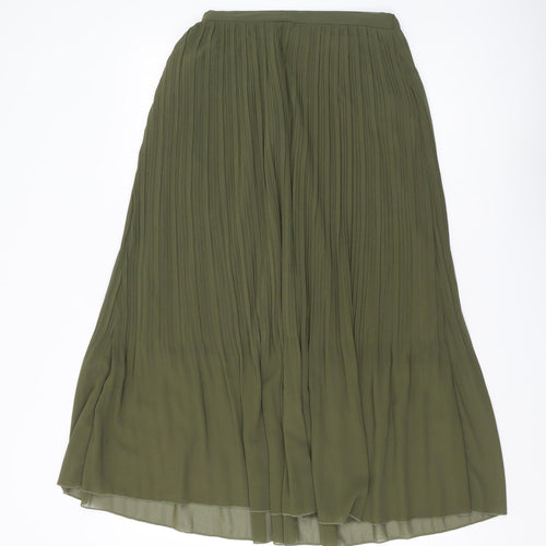 New Look Women's Green Pleated Midi Skirt Size 10