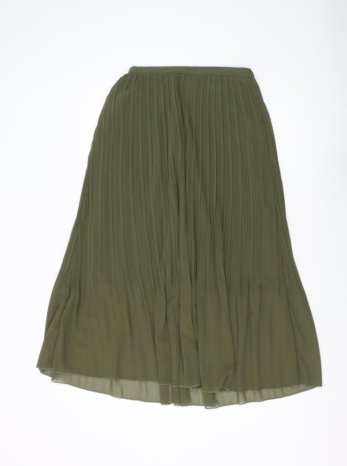 New Look Women's Green Pleated Midi Skirt Size 10
