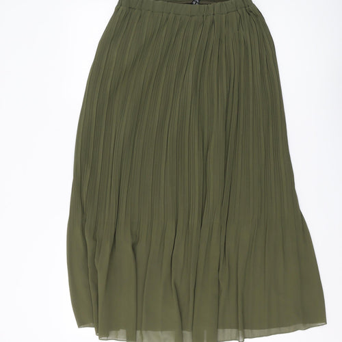 New Look Women's Green Pleated Midi Skirt Size 10