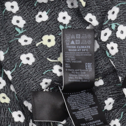 Marks and Spencer Women's Black Floral Blouse, Size 22