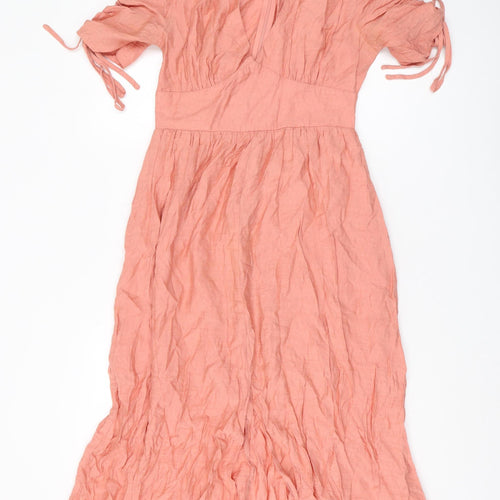 Narrated Women's Pink Flutter Sleeve Wrap Dress