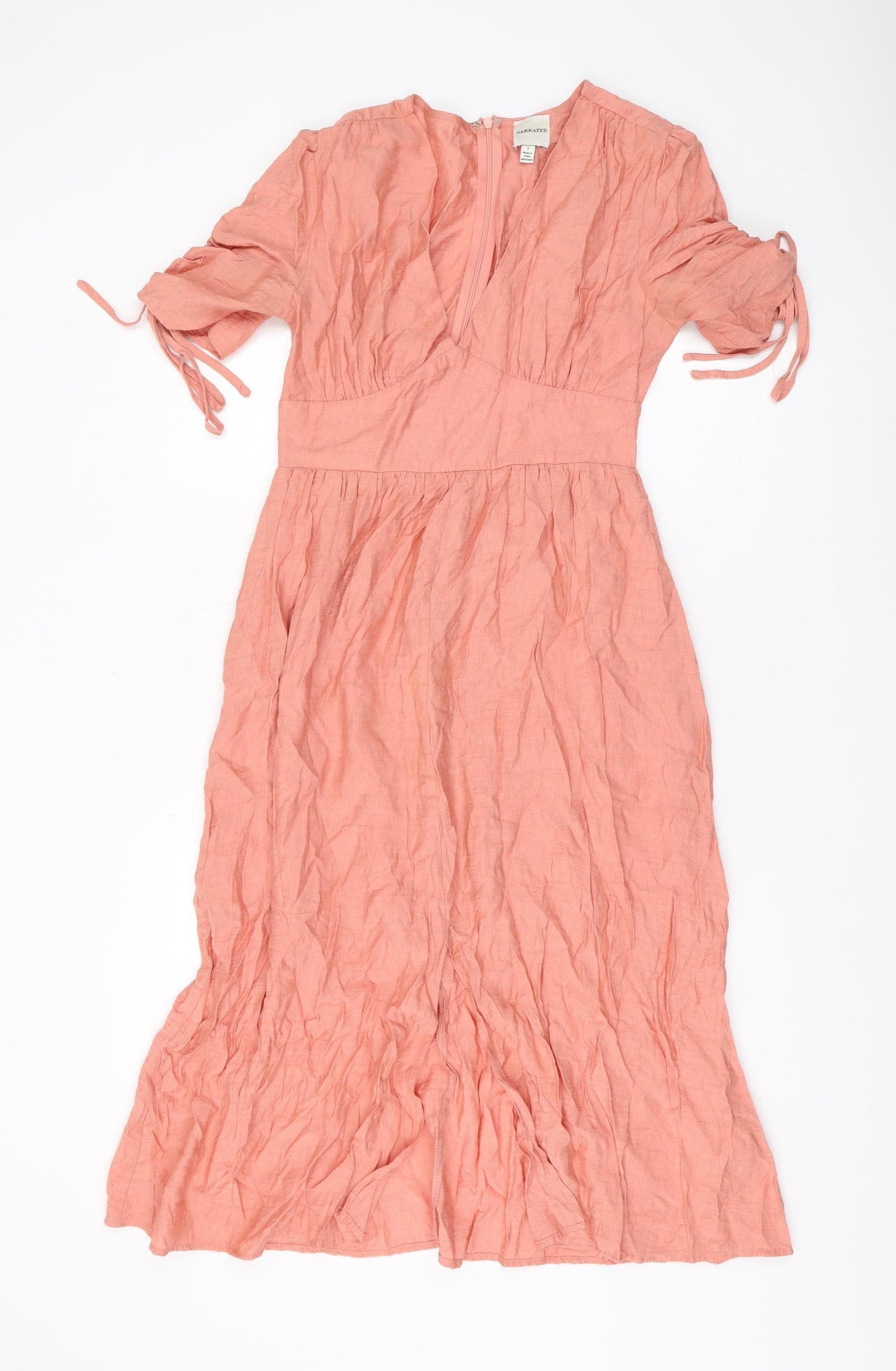 Narrated Women's Pink Flutter Sleeve Wrap Dress