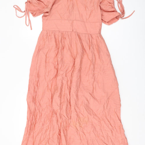 Narrated Women's Pink Flutter Sleeve Wrap Dress