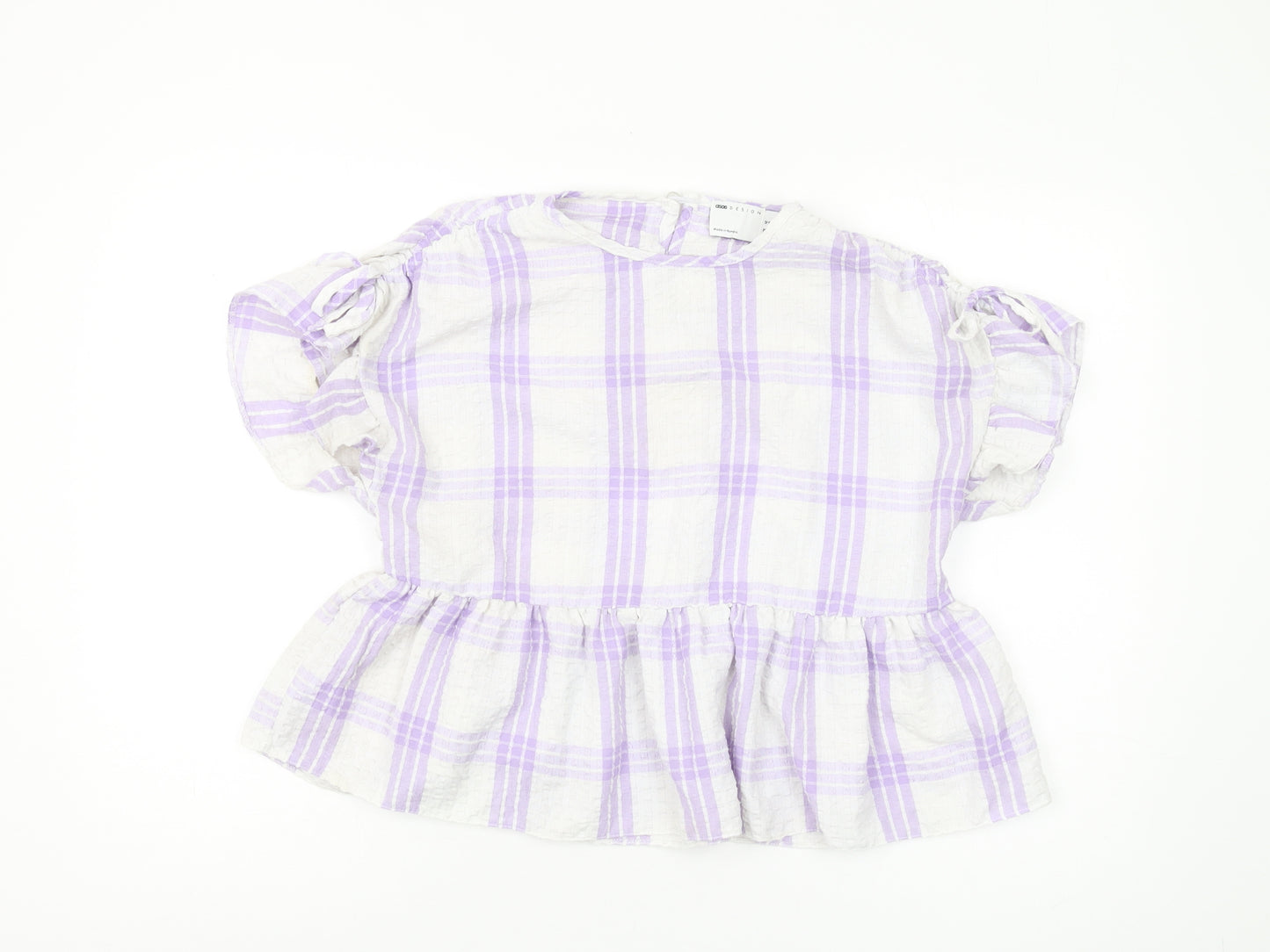ASOS DESIGN Women's Multicoloured Plaid Cropped Blouse Size 12