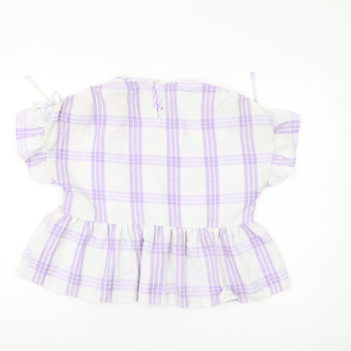 ASOS DESIGN Women's Multicoloured Plaid Cropped Blouse Size 12