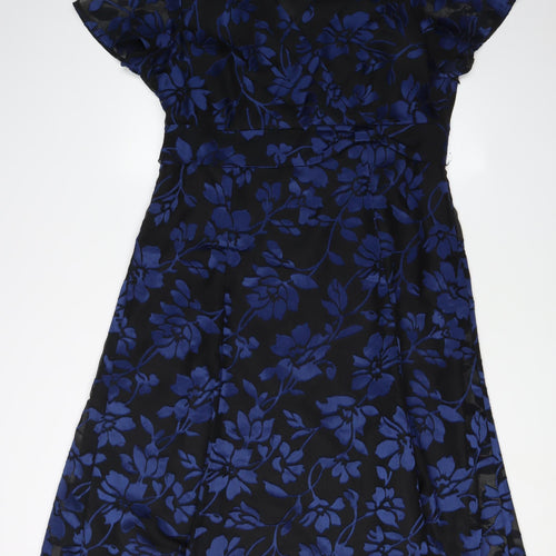 Eastex Women's Blue Floral A-Line Midi Dress - Size 14