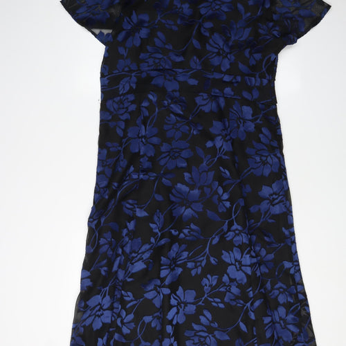 Eastex Women's Blue Floral A-Line Midi Dress - Size 14
