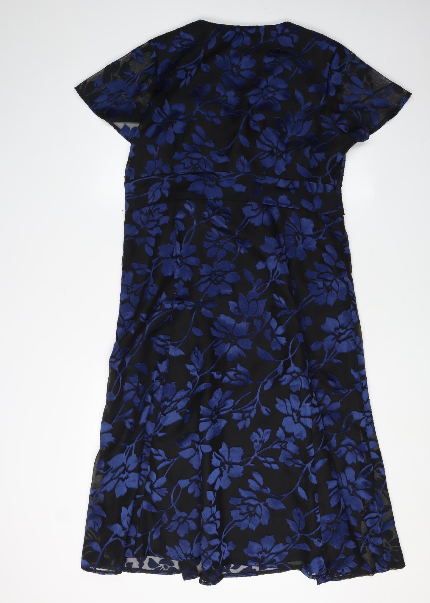 Eastex Women's Blue Floral A-Line Midi Dress - Size 14
