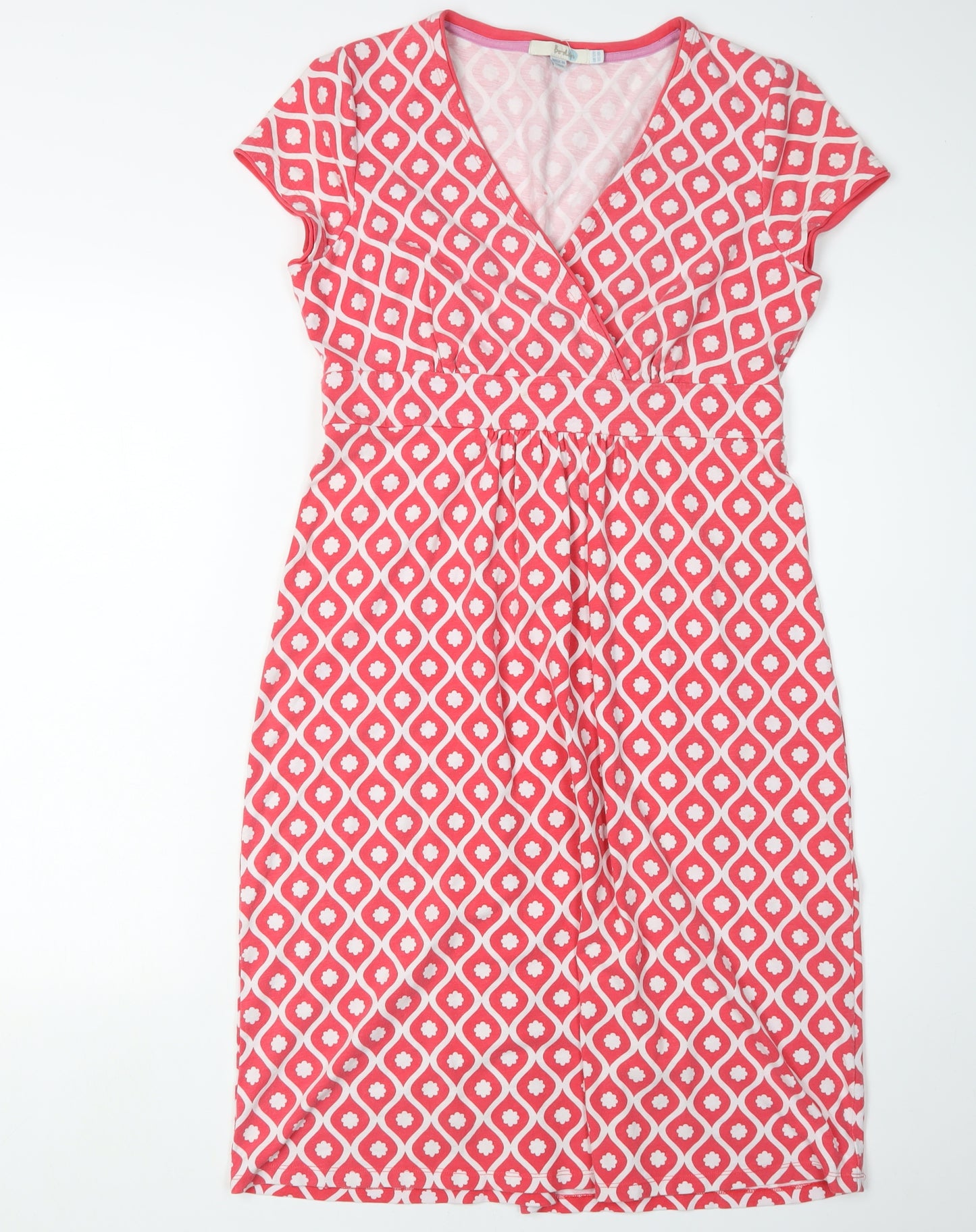 Boden Women's Pink Wrap Dress Size 12 Geometric