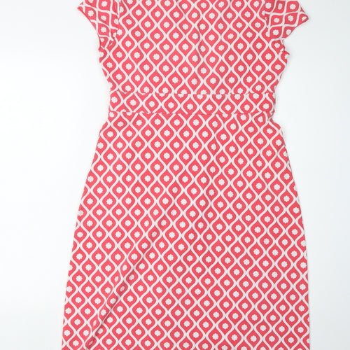 Boden Women's Pink Wrap Dress Size 12 Geometric