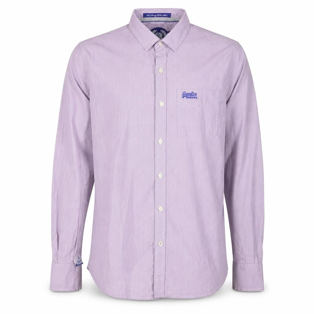 Front view of Superdry Men's Purple Button-Up Shirt, Small