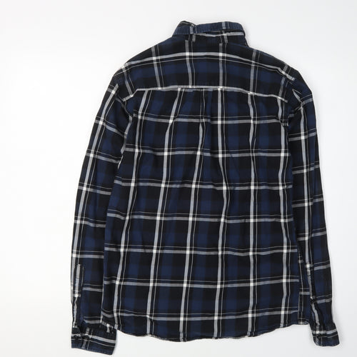 Jack & Jones Men's Blue Plaid Button-Up Shirt M