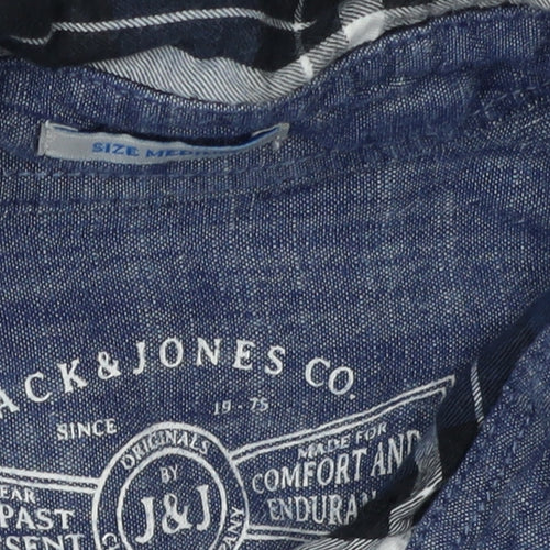Jack & Jones Men's Blue Plaid Button-Up Shirt M