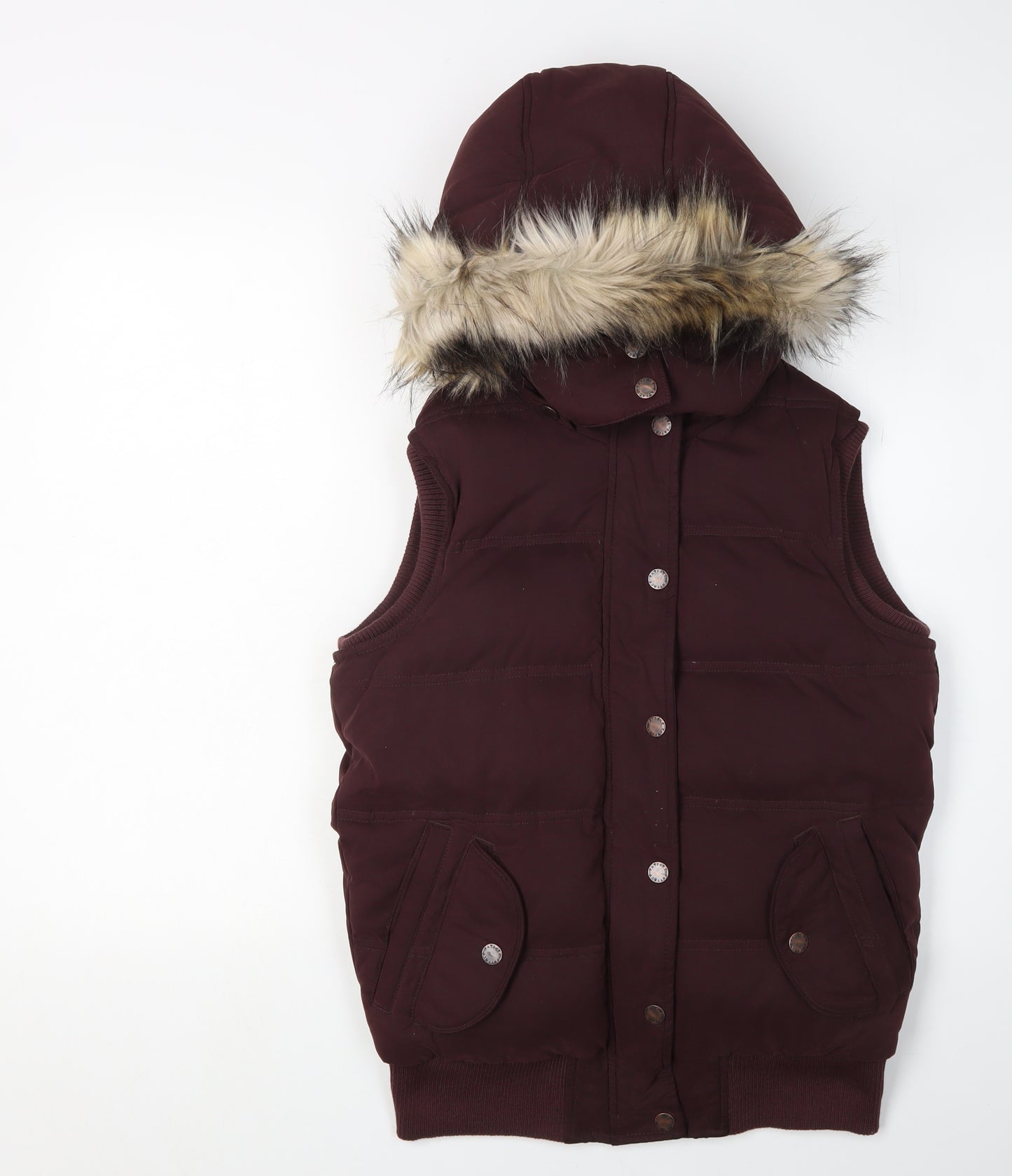 FatFace Women's Brown Puffer Waistcoat Size 8 Hooded