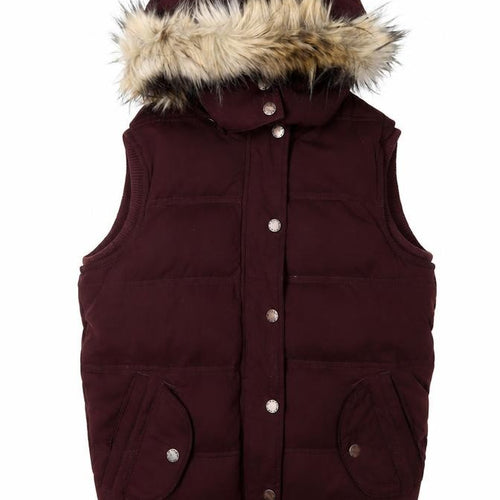 FatFace Women's Brown Puffer Waistcoat Size 8 Hooded