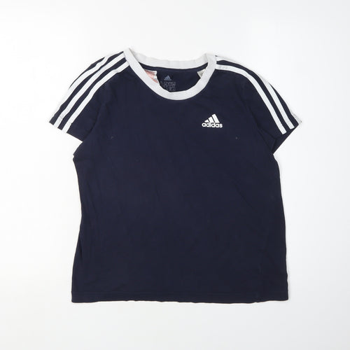 Adidas Boys Blue Cotton T-Shirt 11-12 Years Logo Detail