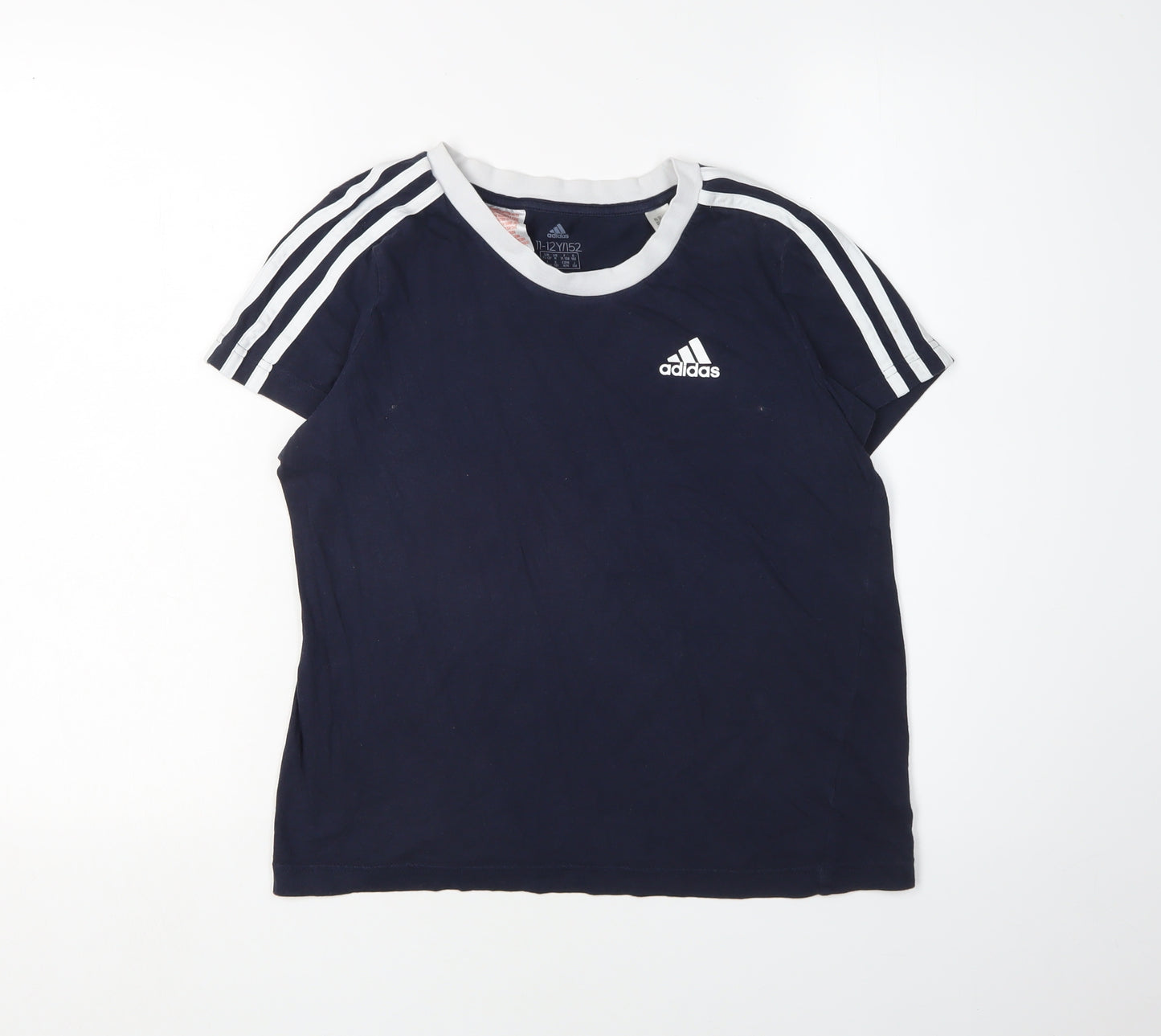 Adidas Boys Blue Cotton T-Shirt 11-12 Years Logo Detail