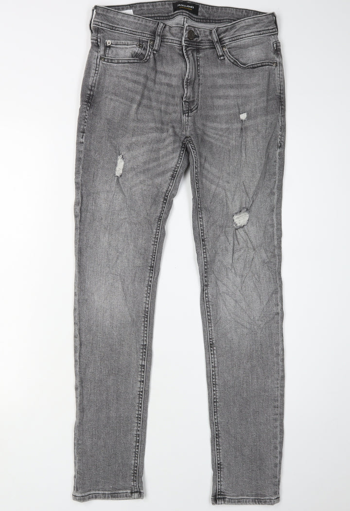 Jack & Jones Men's Grey Skinny Jeans Size 30 Slim Fit