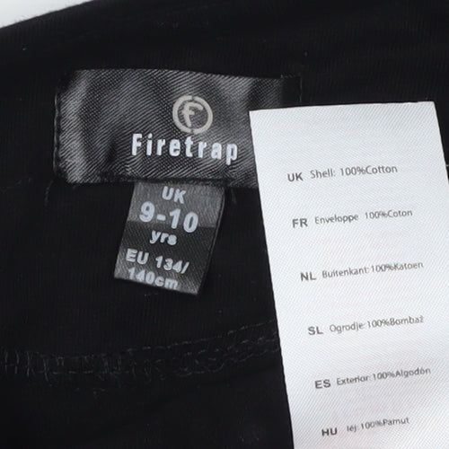 Firetrap Girls Black Cropped Logo T-Shirt 9-10 Years