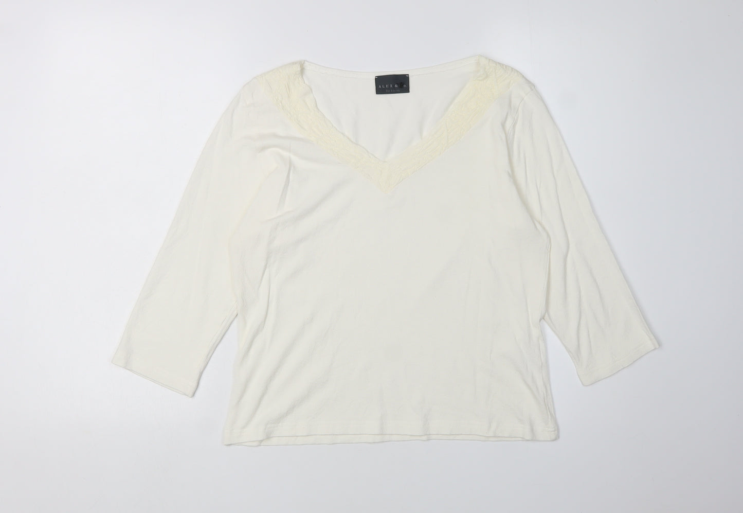 ALEX & CO Women's Ivory Blouse, Size 12, V-Neck