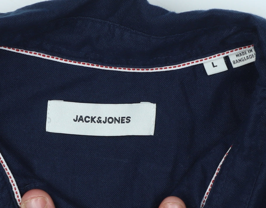 Jack & Jones Men's Blue Button-Up Shirt L Casual