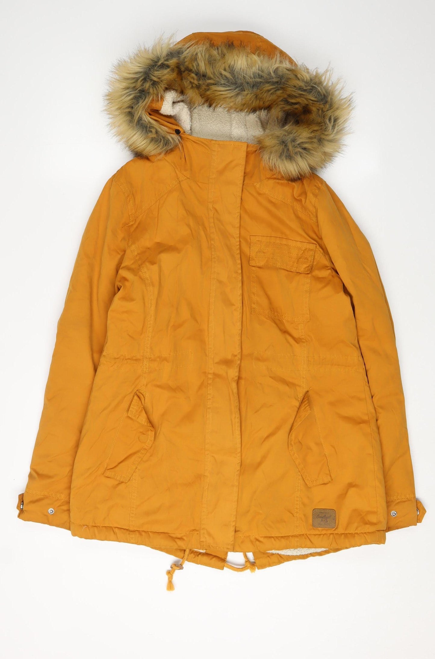 SoulCal & Co Women's Orange Parka Coat, Size 8, Hooded