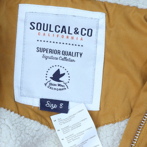 SoulCal & Co Women's Orange Parka Coat, Size 8, Hooded