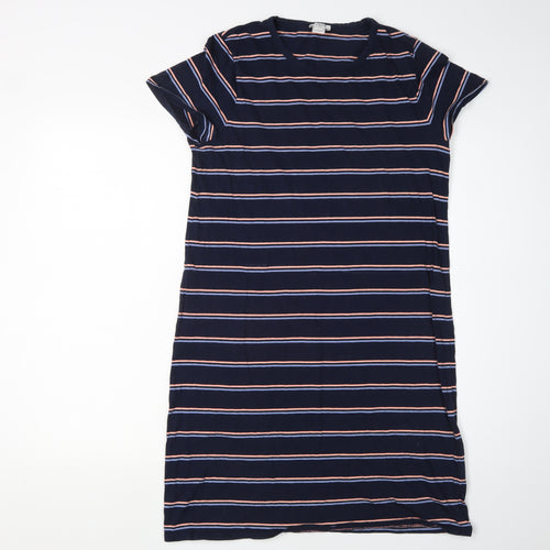 J. Crew Women's Navy Striped T-Shirt Dress S