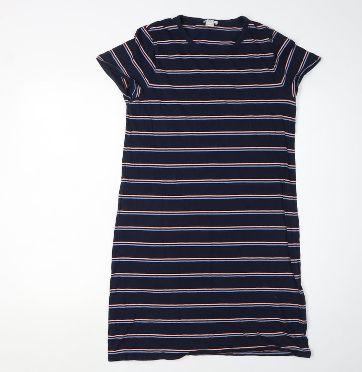 J. Crew Women's Navy Striped T-Shirt Dress S
