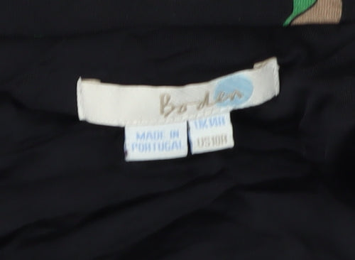 Boden Women's Black Pleated Floral Knee Length Skirt