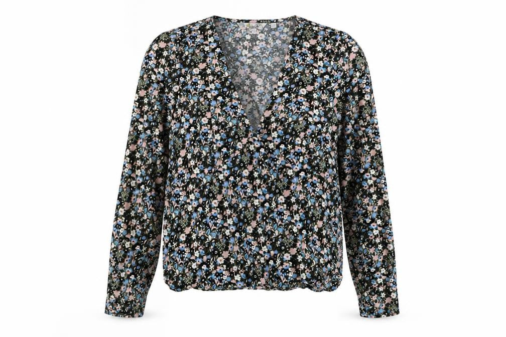 Front view of Boden Women's Multicoloured Floral Wrap Blouse, size 12
