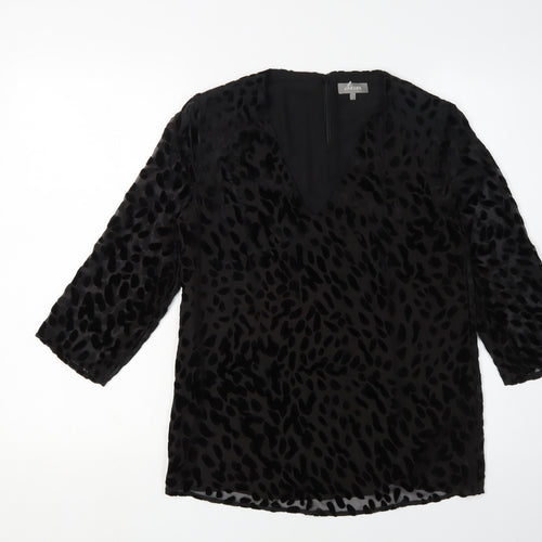 Jaeger Women's Black Animal Print Blouse, Size 6